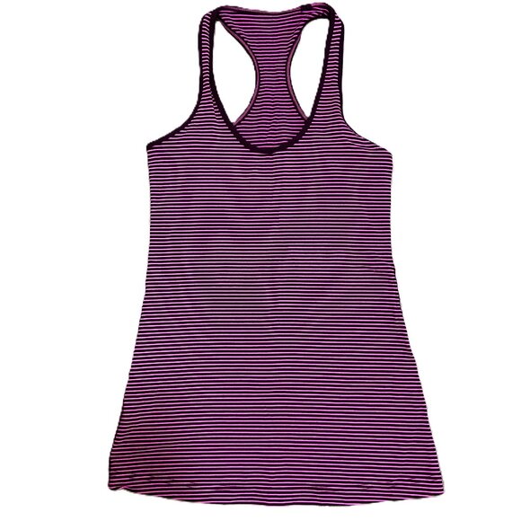 Lululemon Cool Racerback Hyper Stripe Raspberry Glo Light/Plum Size? S-M Women's - Picture 5 of 9